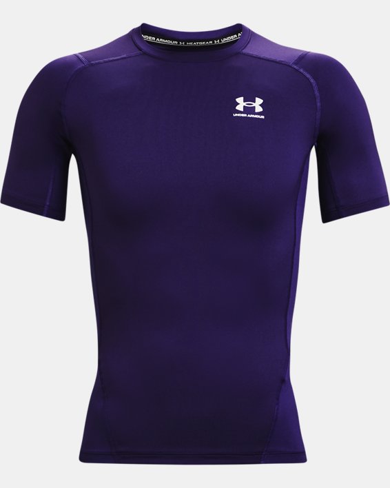 Men's HeatGear® Armour Short Sleeve, Purple, pdpMainDesktop image number 4
